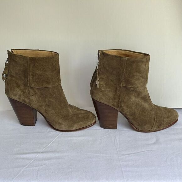 Rag & Bone Suede Ankle Bootie Boot Size 9 Green Chunky Heel Back‎ Zip Bohemian - Picture 11 of 16
